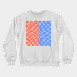 Abstract Checker Board - coral and blue split Crewneck Sweatshirt